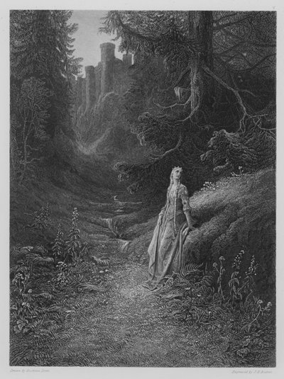 Elaine on Her Road to the Cave of Lancelot by Gustave after Dore
